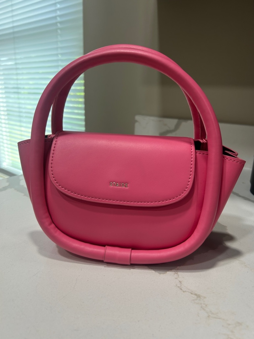 STAUD Hot Pink Circular Top-Handle Mini Bag
